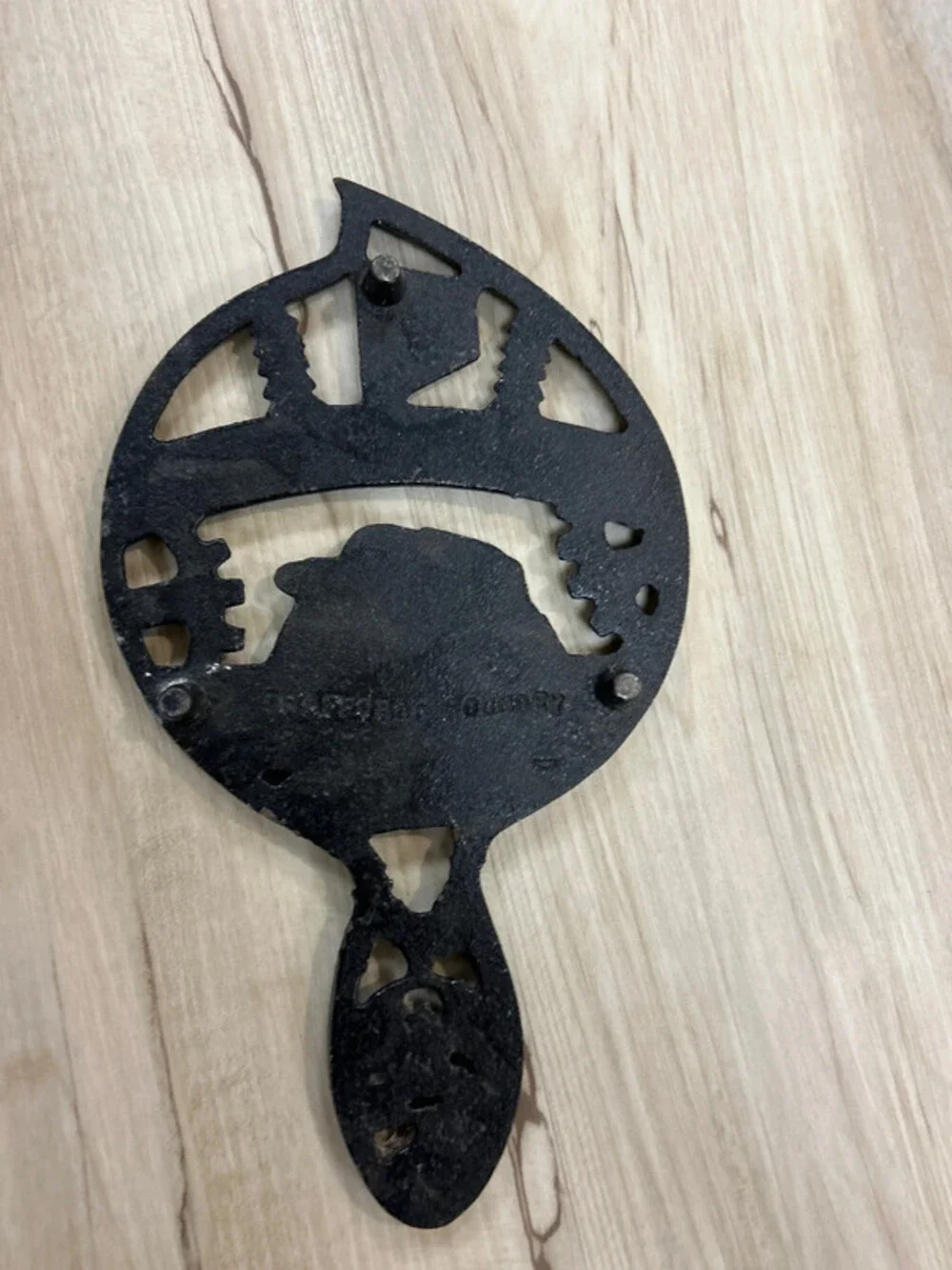 Vintage Trafford Foundry cast-iron commemorative trivet